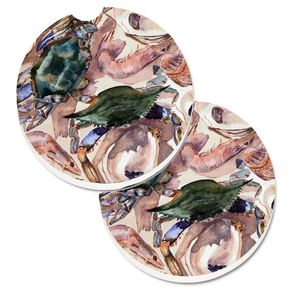 Carolines Treasures Crab Set of 2 Cup Holder Car Coaster 8618CARC - main